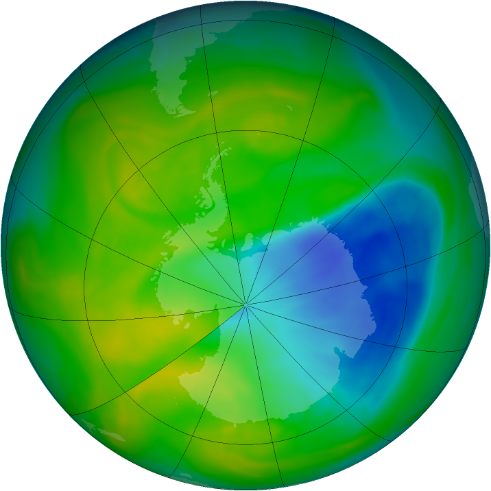 Antarctic ozone map for 21 November 2005